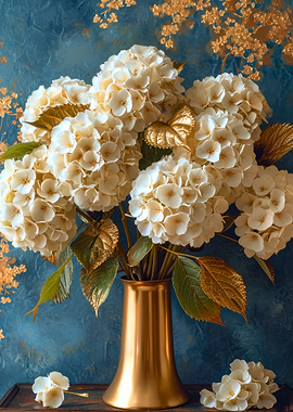 Golden Hydrangeas in a Vase