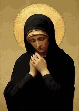 Sorrowful Virgin Mary with Halo