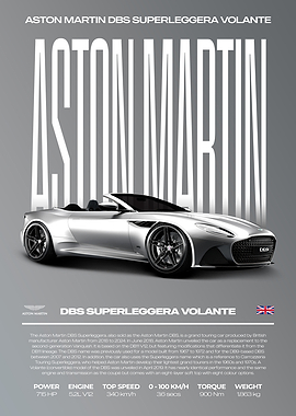 Aston Martin DBS Superleggera Volante Car Poster