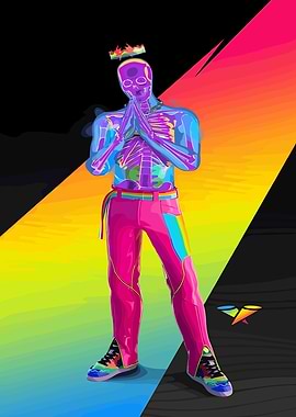 Skeleton figure in vibrant colors