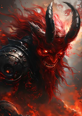 Demonic Warrior with Fiery Aura