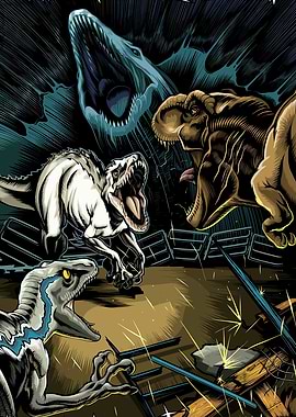 Dinosaurs in a Fierce Battle