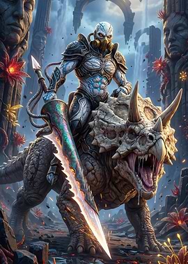 Warrior Riding a Dinosaur