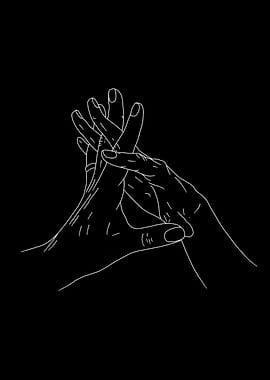 Minimalist couple Hands Line Art