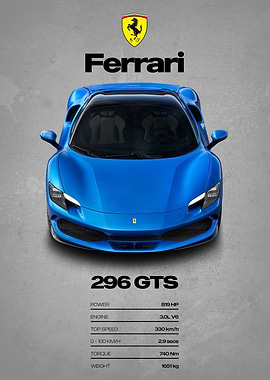 Ferrari 296 GTS Car Poster