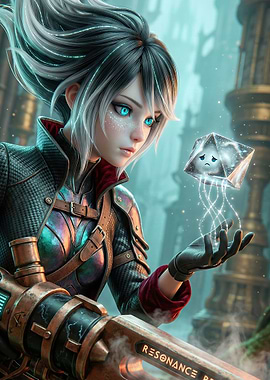 Steampunk Girl with Crystal Companion