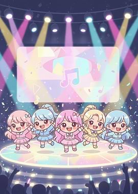 Cute Idols Performing on Stage