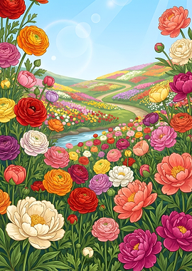 Vibrant Flower Field Landscape