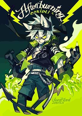 Anime Character with Neon Green Energy