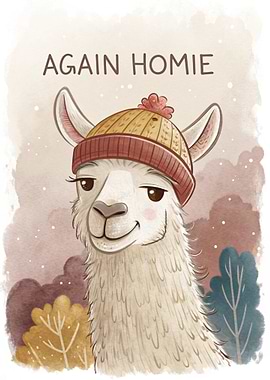 Llama Wearing a Beanie