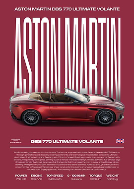 Aston Martin DBS 770 Ultimate Volante Car Poster