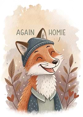 Cute Fox Wearing a Beanie