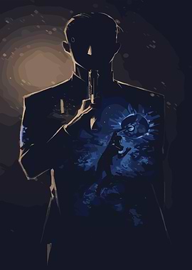 Man with Gun and Glowing Heart