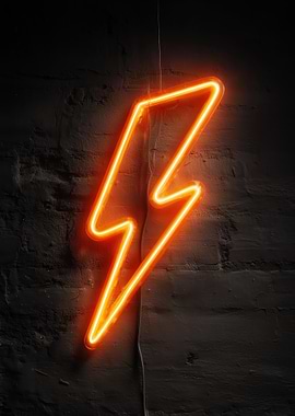 Orange Neon Lightning Bolt