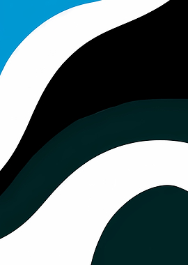Abstract Blue, White, Black, and Teal Waves