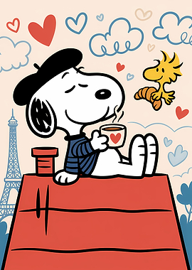 Snoopy in Paris with Woodstock
