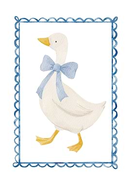 Cute Goose with Blue Bow