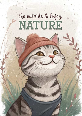 Cute Cat Enjoying Nature