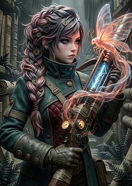 Steampunk Woman with Energy Weapon