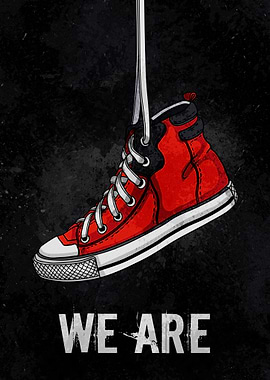 Red High-Top Sneaker Hanging