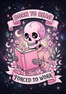 Skeleton Reading Book in Space