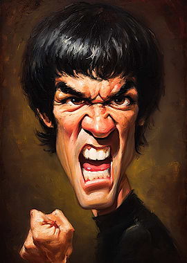 Bruce Lee Caricature Painting