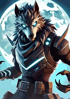 Werewolf Warrior with Glowing Eyes