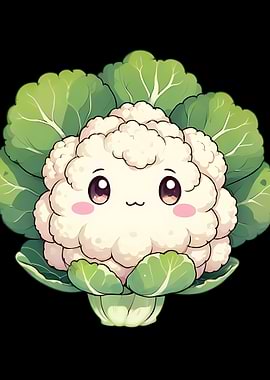 Cute Kawaii Cauliflower Character