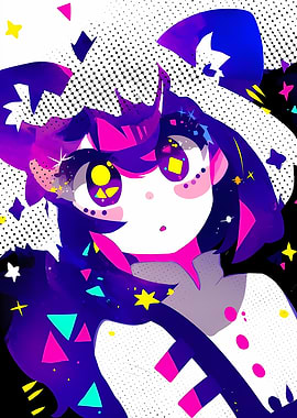 Vibrant Anime Character with Cosmic Elements