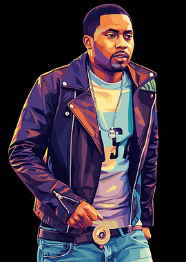 Nas in a Leather Jacket