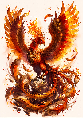 Fiery Phoenix in Flight