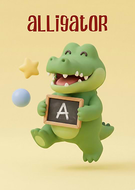 Cute Alligator with Alphabet Board