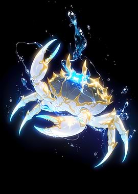 Glowing Crab with Water Splashes