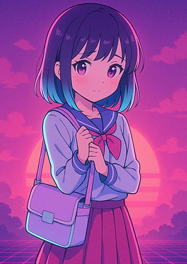 Anime Girl with School Bag