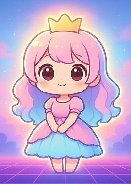 Cute Anime Princess with Crown