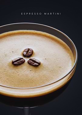 Espresso Martini Crema — Coffee Bean Trio in a Dark Coupe