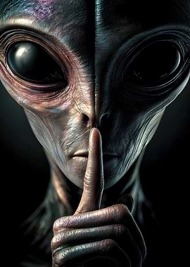 Alien with Finger to Lips to be Quiet