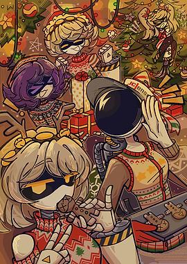 Robots in Christmas Sweaters with Gingerbread