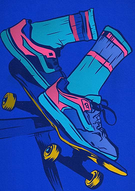 Skateboarding with Colorful Shoes and Socks