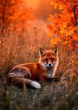 Fox in Autumnal Setting