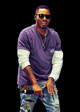 Rapper Nas in Graphic Style