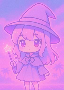 Cute Witch with Star Wand