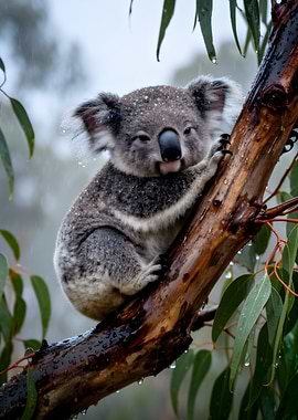 Koala in the rain