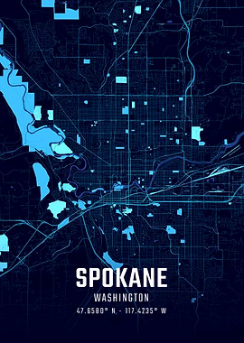 Spokane Washington Midnight City Map