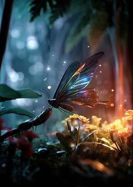 Magical Butterfly in Enchanted Forest