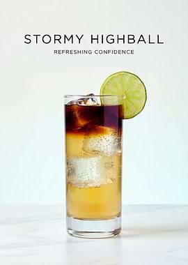 Stormy Highball Bright Edition — Dark Rum Float with Lime & Ice
