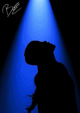 BIllie Eilish Silhouette of a person in a spotlight
