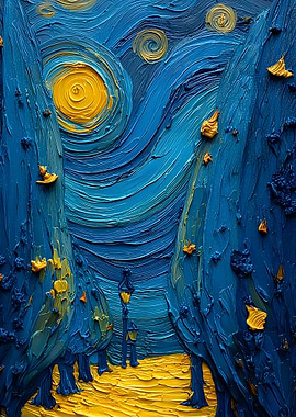 Starry Night Impasto Painting