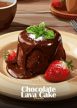 Chocolate Lava Cake with Strawberries