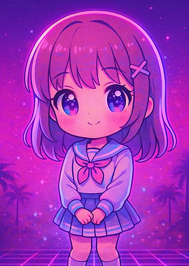 Cute Anime Girl in School Uniform
